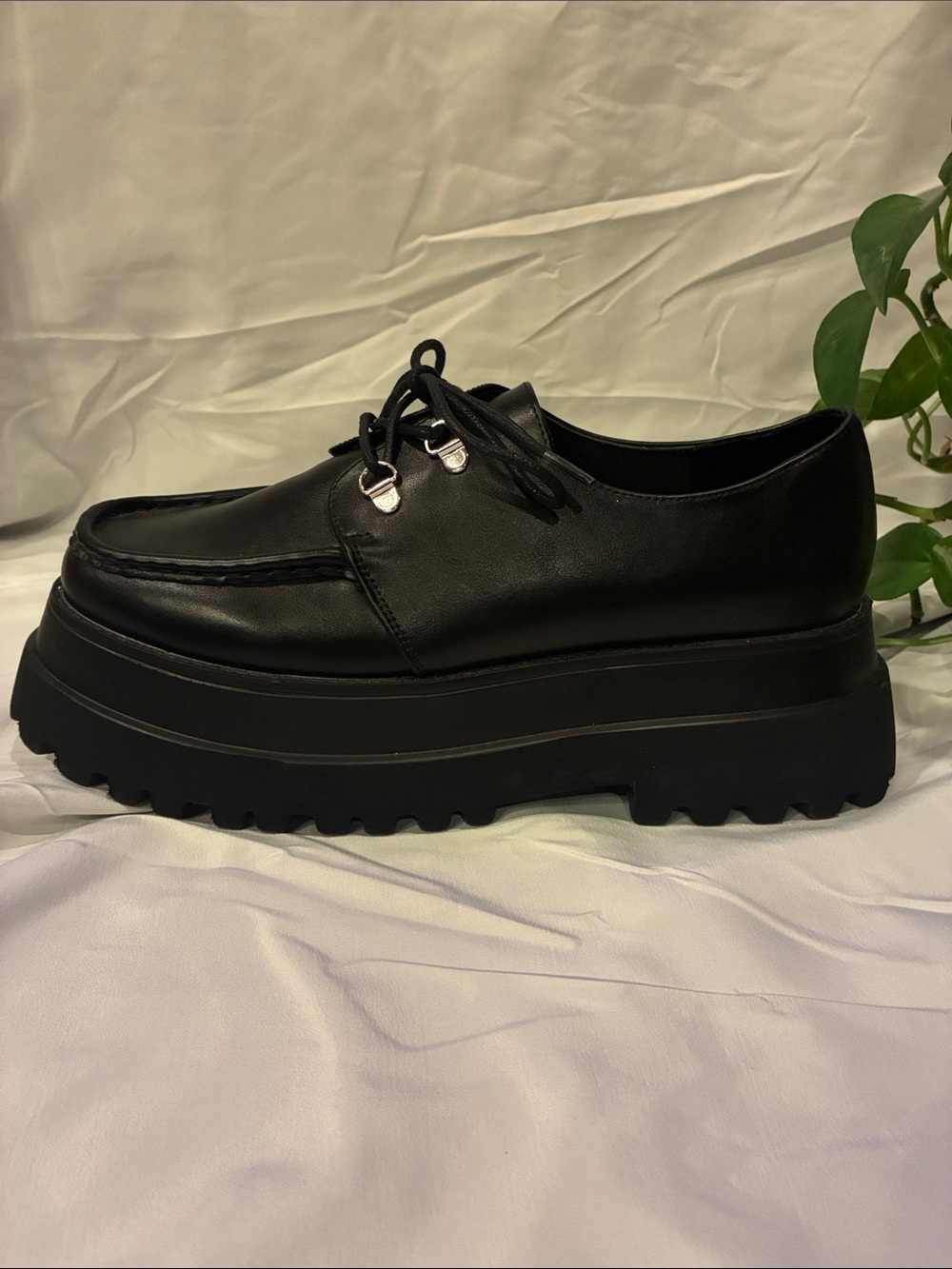 New Ladies Size 11 ASOS Memphis Chunky Lace Up Platform Shoes in Black (ABBA) - Picture 7 of 16